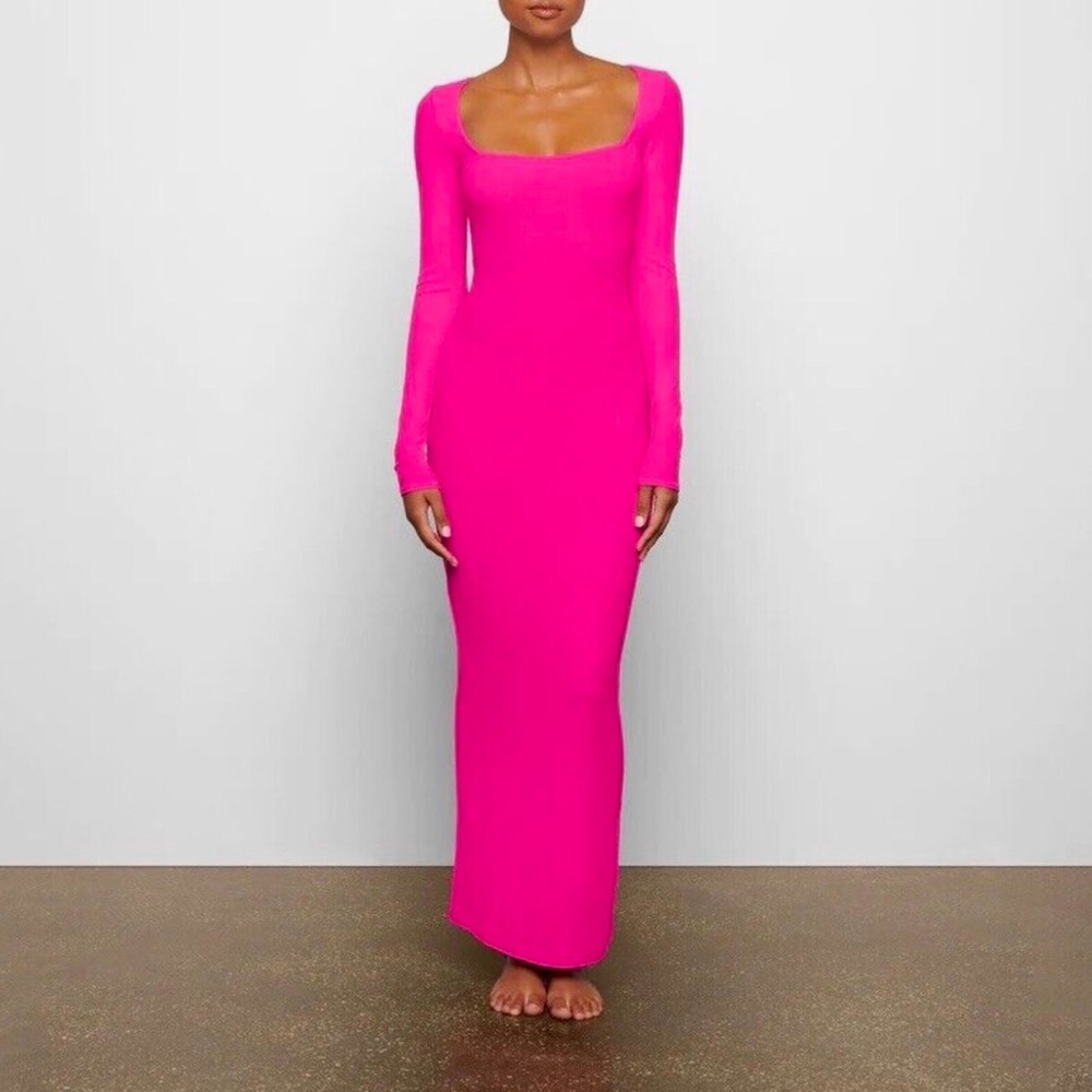 Skims Soft Lounge Shimmer Long Sleeve Dress